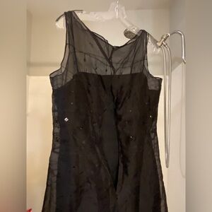 Ann Taylor Black Sheer Overlay Evening Dress